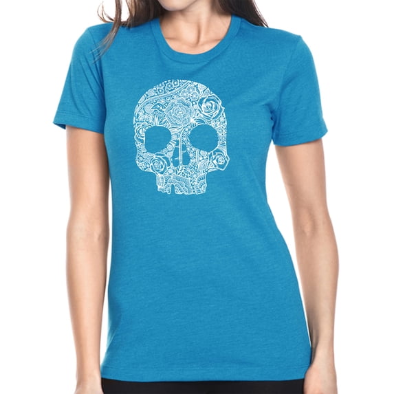 Women's Premium Blend Word Art T-shirt - Flower Skull