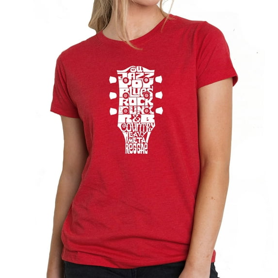 Women's Premium Blend Word Art T-shirt - Guitar Head Music Genres