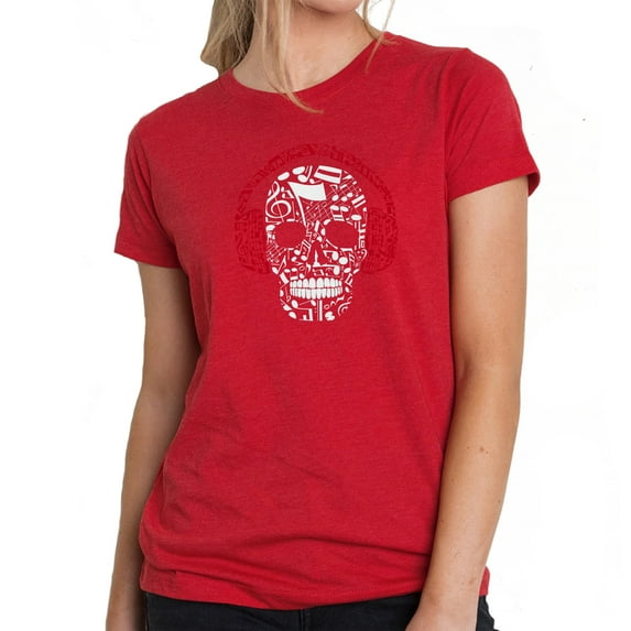 Women's Premium Blend Word Art T-shirt - Music Notes Skull