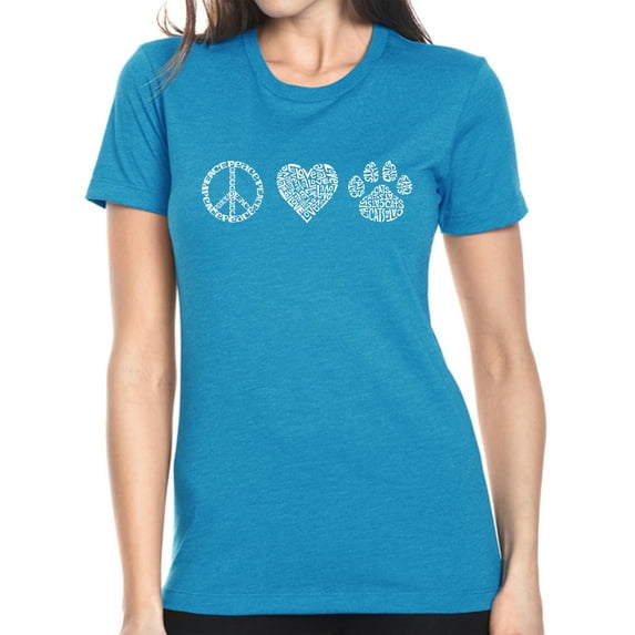 Women's Premium Blend Word Art T-shirt - Peace Love Cats