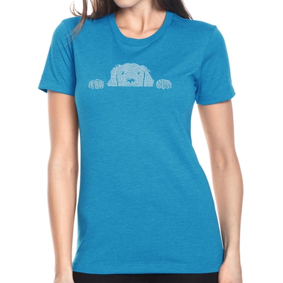 Women's Premium Blend Word Art T-shirt - Peeking Dog
