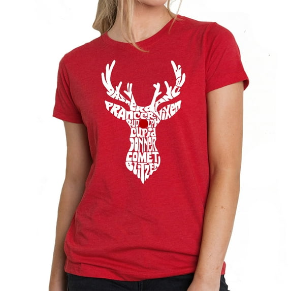 Women's Premium Blend Word Art T-shirt - Santa's Reindeer