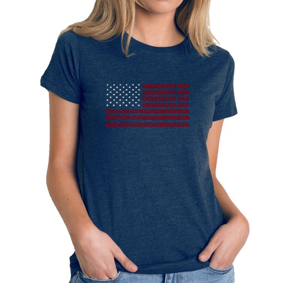 Women's Premium Blend Word Art T-shirt - USA Flag