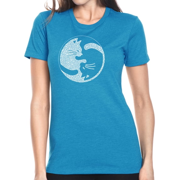 Women's Premium Blend Word Art T-shirt - Yin Yang Cat