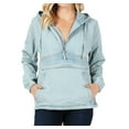 thumbnail image 1 of Women’s Premium Cotton Casual Hoodie Half Zip Pullover Denim Jean Jacket (Light Blue, S), 1 of 5