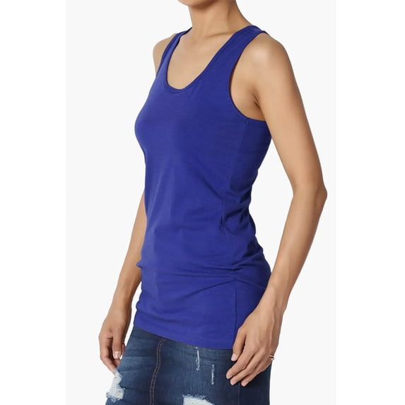 Women's Premium Cotton Vest Basic Soft Stretch Racerback Tank Top Solid Color