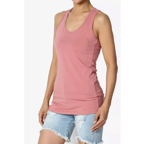 Women's Premium Cotton Vest Basic Soft Stretch Racerback Tank Top Solid Color