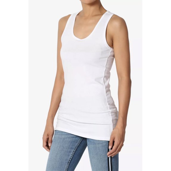 Women's Premium Cotton Vest Basic Soft Stretch Racerback Tank Top Solid Color