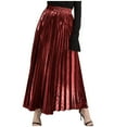 thumbnail image 1 of Women's Premium Gold Shiny Shimmer Accordion Pleated Long Maxi Skirt, 1 of 4