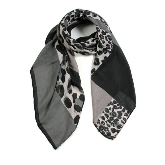 Women's Premium Leopard Print Multi-Toned Fashion Scarf (Black)