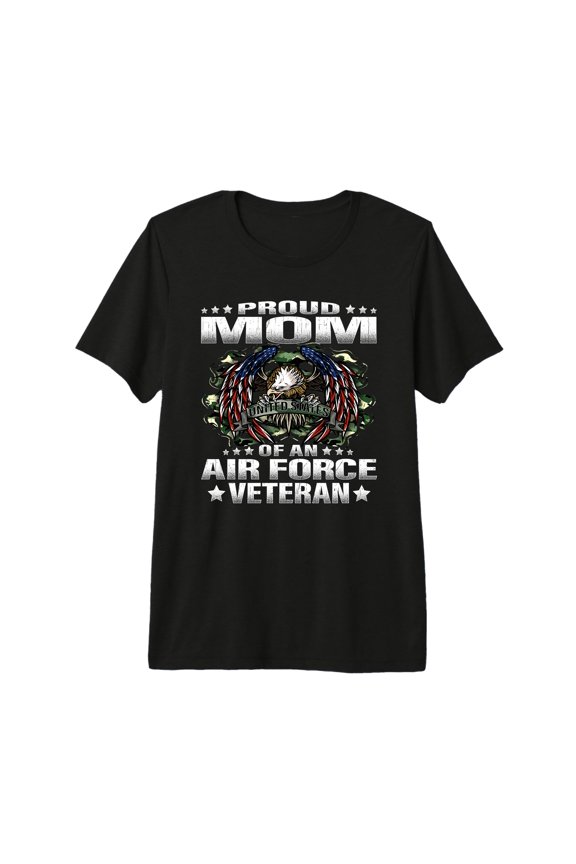 Women's Premium Tri-blend Graphic T-Shirt, Proud Mom Of An Air Force Veteran Patriotic