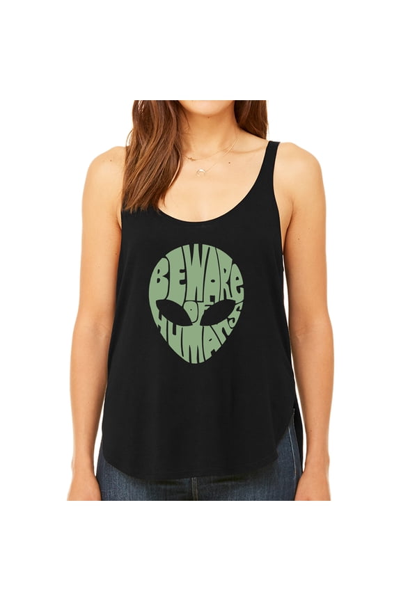Women's Premium Word Art Flowy Tank Top - Beware of Humans