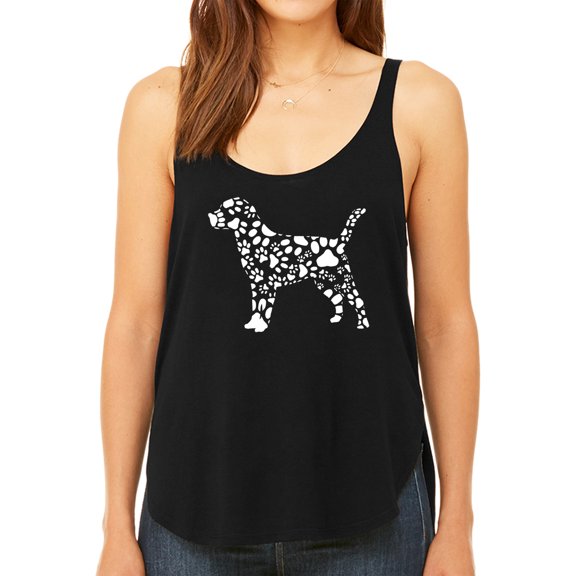 Women's Premium Word Art Flowy Tank Top - Dog Paw Prints
