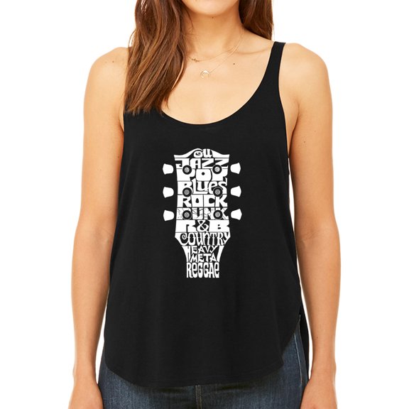 Women's Premium Word Art Flowy Tank Top - Guitar Head Music Genres