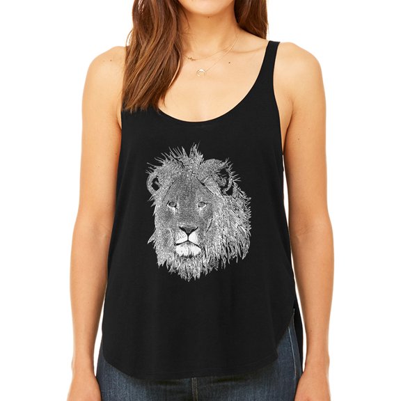 Women's Premium Word Art Flowy Tank Top - Lion