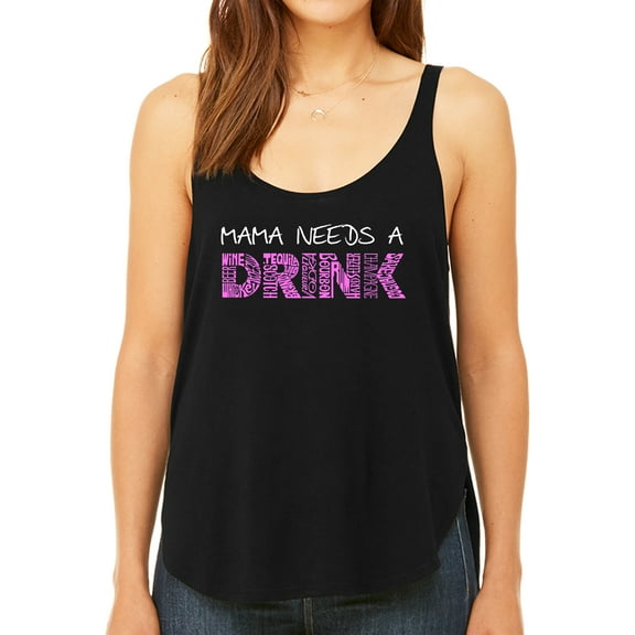 Women's Premium Word Art Flowy Tank Top - Mama Needs a Drink