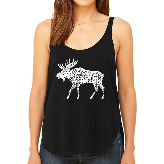 Women's Premium Word Art Flowy Tank Top - Moose
