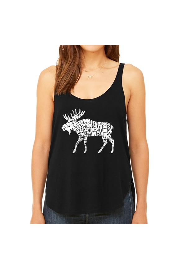 Women's Premium Word Art Flowy Tank Top - Moose