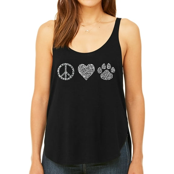 Women's Premium Word Art Flowy Tank Top - Peace Love Cats