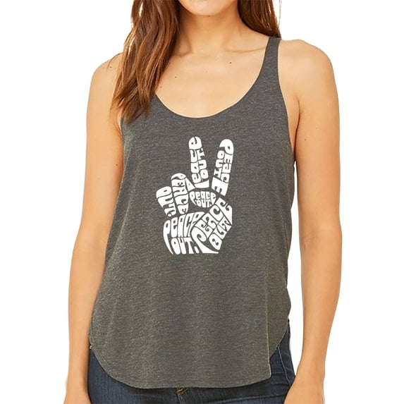 Women's Premium Word Art Flowy Tank Top - Peace Out