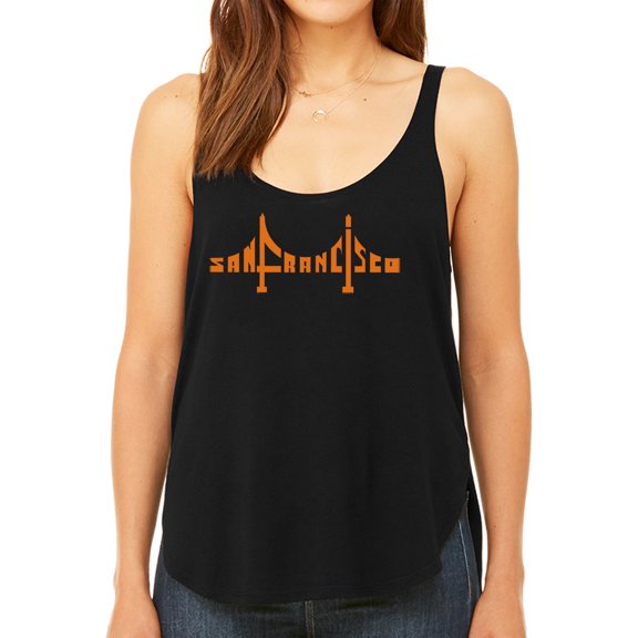 Women's Premium Word Art Flowy Tank Top - San Francisco Bridge