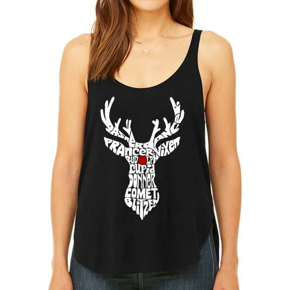 Women's Premium Word Art Flowy Tank Top - Santa's Reindeer