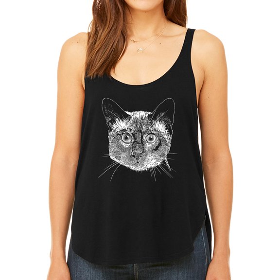 Women's Premium Word Art Flowy Tank Top - Siamese Cat