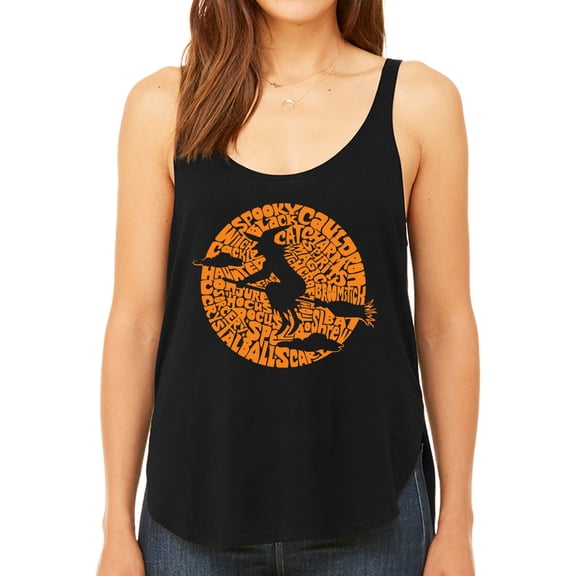 Women's Premium Word Art Flowy Tank Top - Spooky Witch