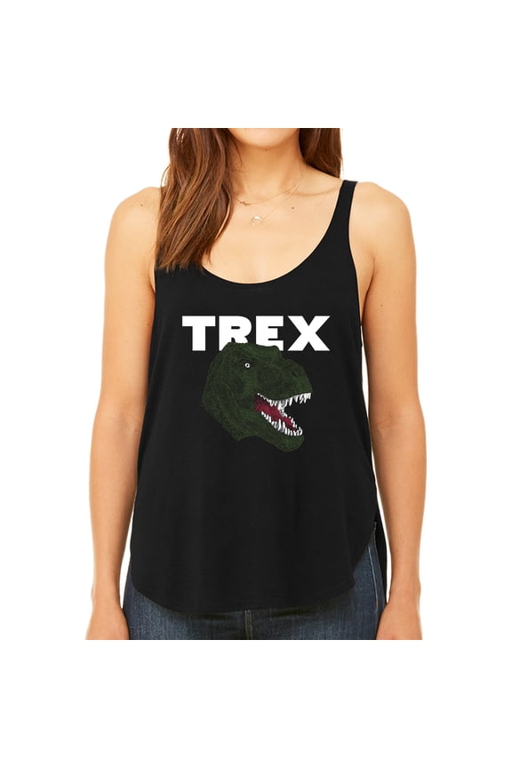Women's Premium Word Art Flowy Tank Top - T-Rex Head