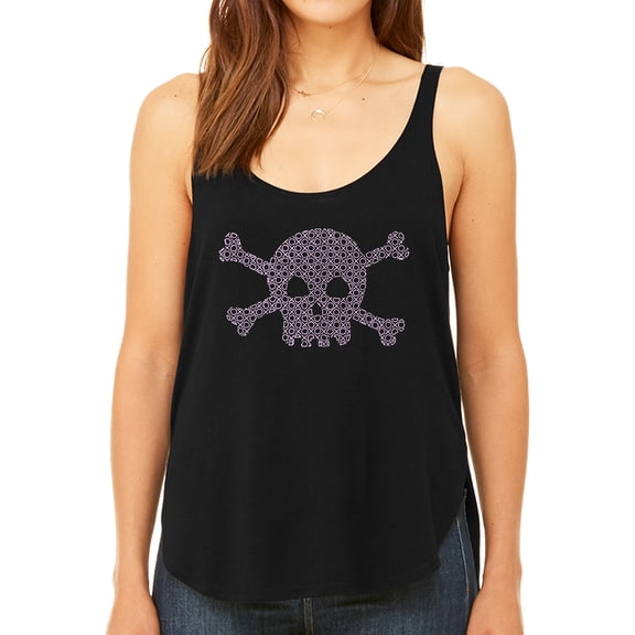 Women's Premium Word Art Flowy Tank Top - XOXO Skull