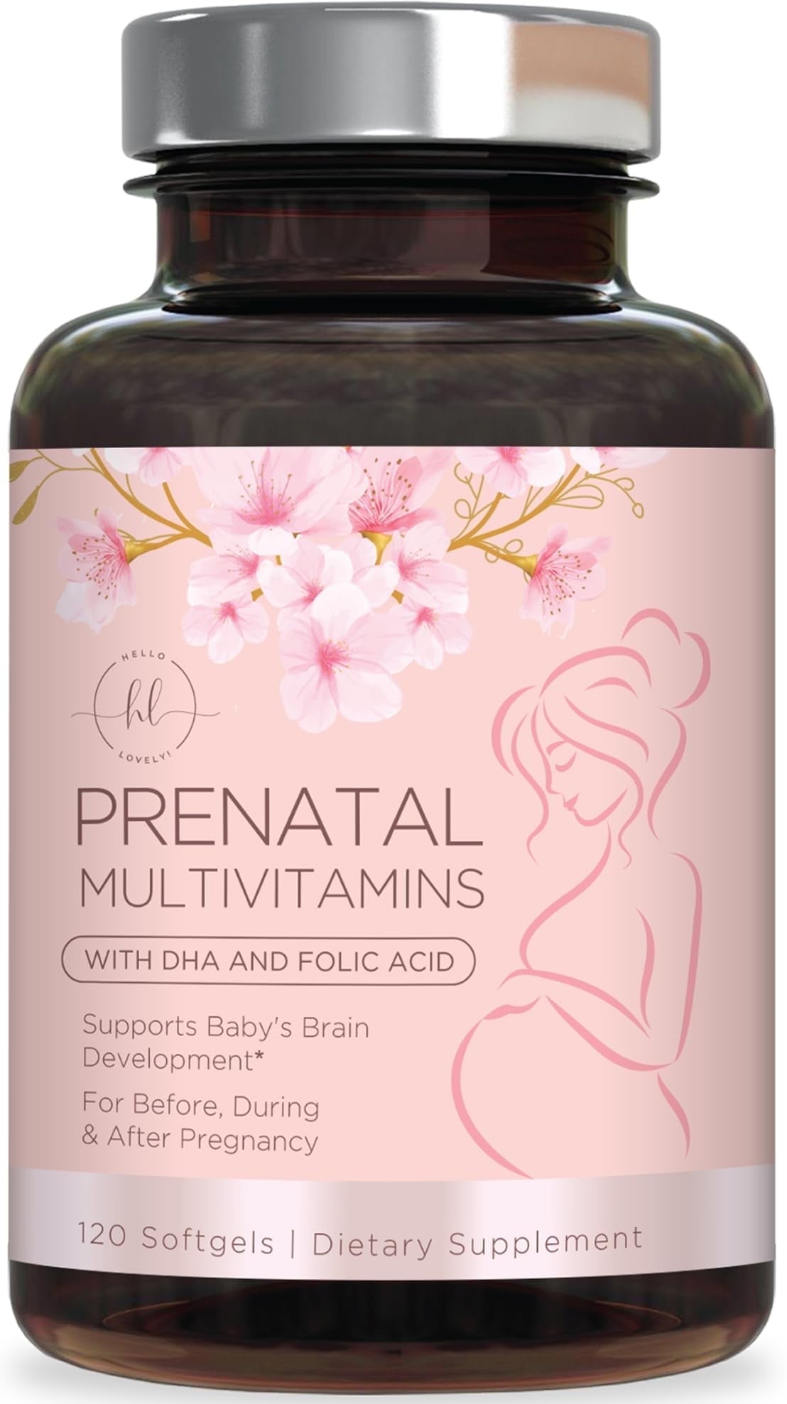 Prenatal Vitamins for Women - Complete Prenatal Multivitamin with Folic Acid & DHA, Brain Development Support with Omega 3's, Vitamin A, C, D, B6, B12 & Iron, Pregnancy Supplement - 120 Softgels