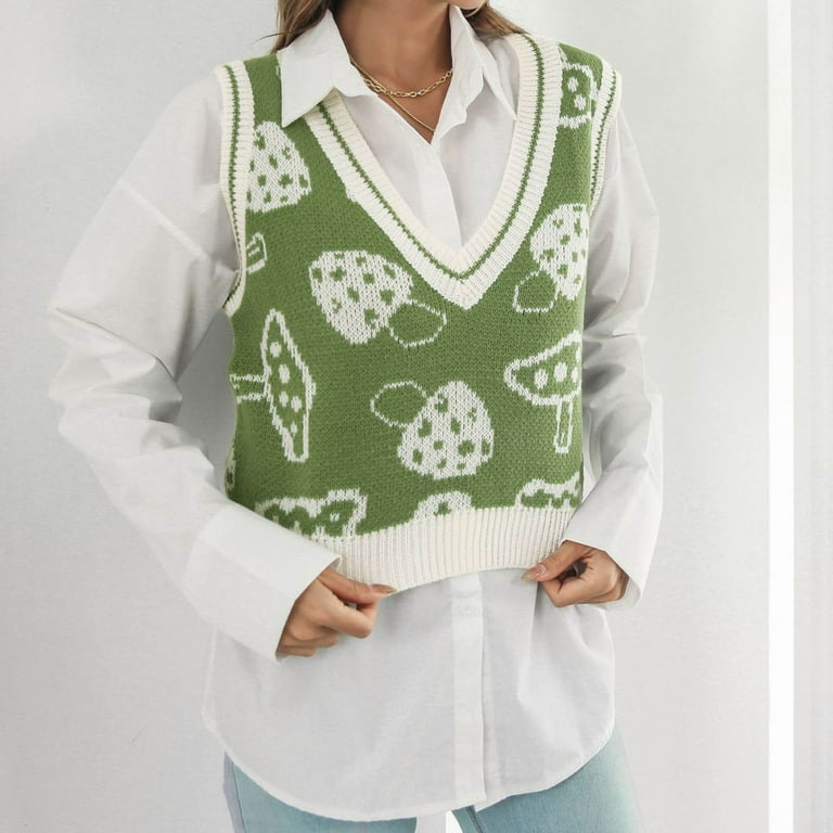 Women s Preppy Cute Vest Sweater Sleeveless Knit Vintage Knit Top