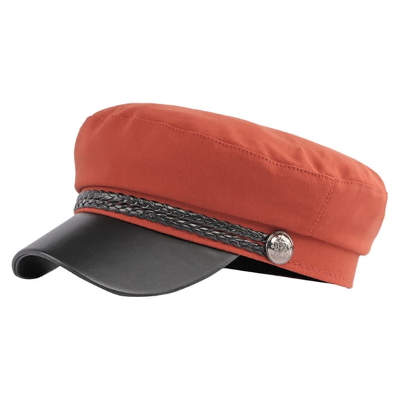 Women's Preppy Style Flat Top Cap, Retro Sailor Inspired Adjustable Hat with Decorative Button, Breathable College Student Cap for Daily Wear, Vintage Fashion Hat for Dating and Outdoor Activities