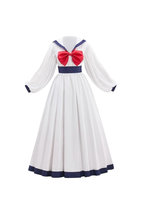 Women's Preppy Style Sailor Collar Costume Long Sleeves Casual White Retro Dresses