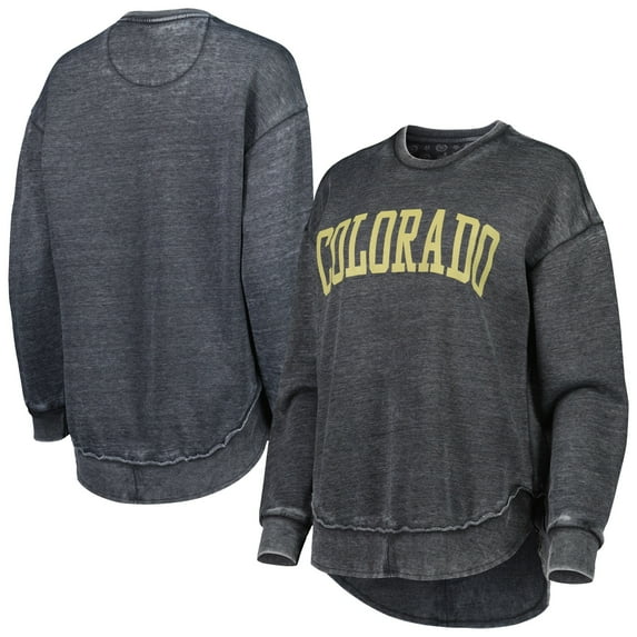 Women's Pressbox Black Colorado Buffaloes Vintage Wash Pullover Sweatshirt
