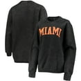 thumbnail image 1 of Women's Pressbox Black Miami Hurricanes Comfy Cord Vintage Wash Basic Arch Pullover Sweatshirt, 1 of 3