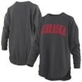 thumbnail image 1 of Women's Pressbox  Black Nebraska Huskers Melange Poncho Vintage Fleece Long Sleeve Pullover Sweatshirt, 1 of 3