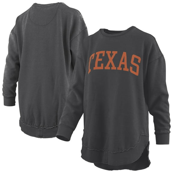 Women's Pressbox  Black Texas Longhorns Melange Poncho Vintage Fleece Long Sleeve Pullover Sweatshirt