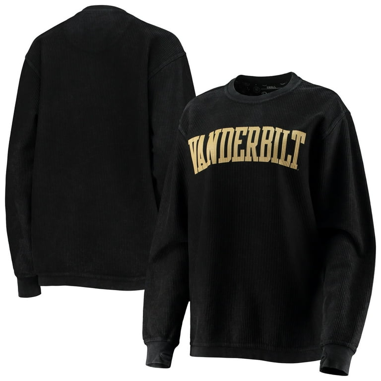 Women s Pressbox Black Vanderbilt Commodores Comfy Cord Vintage Wash Basic Arch Pullover Sweatshirt Walmart