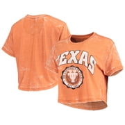 Womens Pressbox Burnt Orange Texas Longhorns Edith Vintage Burnout Crop T-Shirt