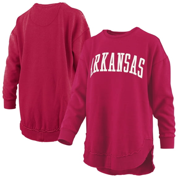Women's Pressbox Cardinal Arkansas Razorbacks Melange Poncho Vintage Fleece Long Sleeve Pullover Sweatshirt