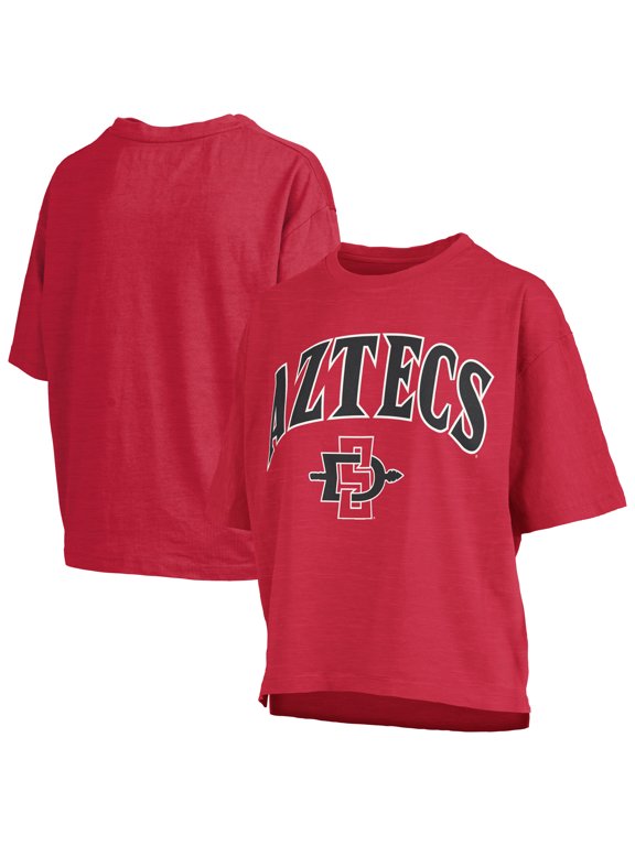 Women's Pressbox Cardinal San Diego State Aztecs Oversized Nelson Arch Over Logo Slub T-Shirt