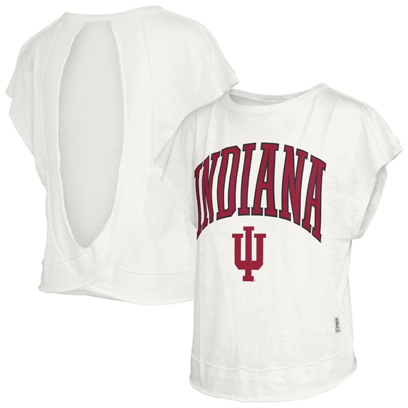 Women's Pressbox Cream Indiana Hoosiers Nelson Movement Open Back Slub T-Shirt