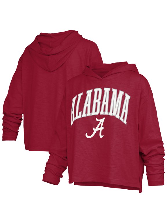 Women's Pressbox Crimson Alabama Crimson Tide Nelson Arch Over Logo Long Sleeve Hooded Slub T-Shirt