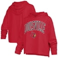 thumbnail image 1 of Women's Pressbox  Red Louisville Cardinals Nelson Arch Over Logo Long Sleeve Hooded Slub T-Shirt, 1 of 3