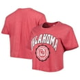 thumbnail image 1 of Women's Pressbox Crimson Oklahoma Sooners Edith Vintage Burnout Crop T-Shirt, 1 of 3