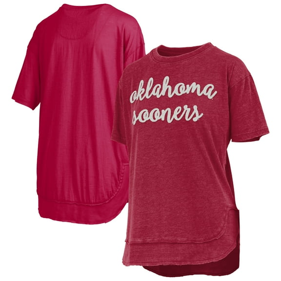 Women's-Pressbox  Crimson Oklahoma Sooners Poncho T-Shirt