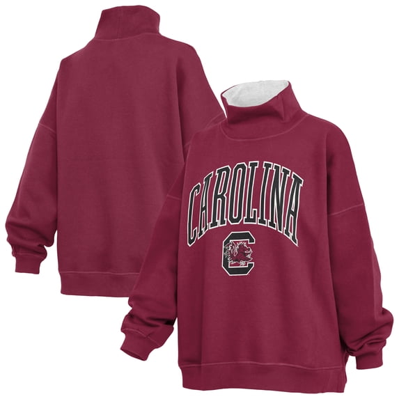 Women's Pressbox Garnet South Carolina Gamecocks Oversized Mock Neck Sweatshirt