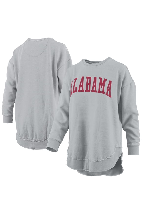 Women's Pressbox  Gray Alabama Crimson Tide Melange Poncho Vintage Fleece Long Sleeve Pullover Sweatshirt