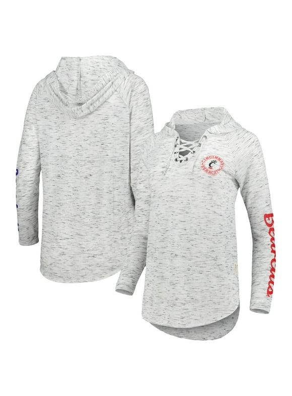 Women's Pressbox Gray Cincinnati Bearcats Space Dye Lace-Up V-Neck Raglan Long Sleeve T-Shirt